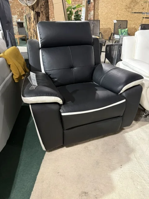 Fotel elektryczny ze skóry bawolej z wysuwanym podnóżkiem dostępny w Home & Garden Outlet pod Wrocławiem